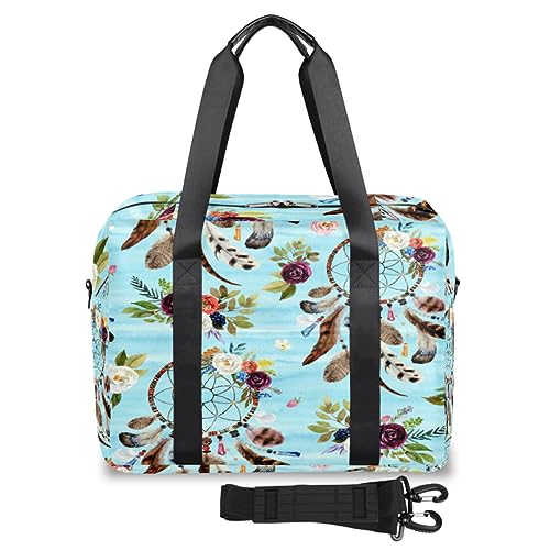 Dreamcatcher Floral Travel Duffle Bag for Women Men Ethnic Dream Weekend Overnight Bags 32L Large Holdall Tote Cabin Bag for Sports Gym Yoga, farbe, 32 L, Taschen-Organizer von WowPrint