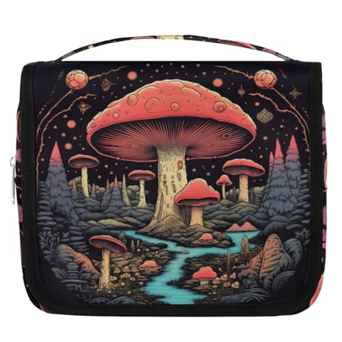 Dreamy Mushroom Forest Reise-Kulturbeutel für Damen, Herren, Kinder, Mädchen, Jungen, Make-up-Kosmetiktasche, hängende Waschtasche, Toilettenartikel, Organizer, Duschtasche, farbe, 4.5 L, von WowPrint