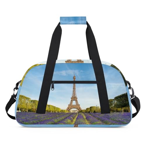 Eiffelturm Lavendel Kinder Duffel Taschen für Mädchen Jungen, Paris Eiffelturm Übernachtung Wochenender Reisetasche 24L Sport Gym Duffel Bag Praxis Tote Tragetasche, farbe, (24L) UK, Taschen-Organizer von WowPrint