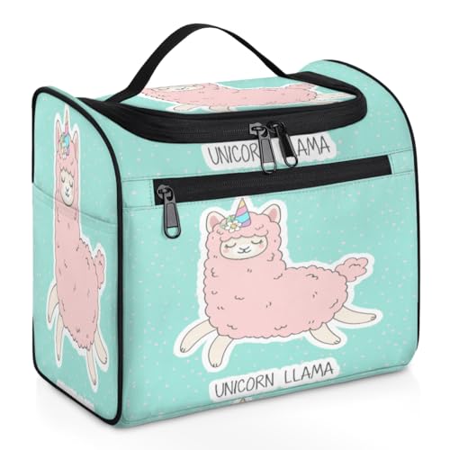 Einhorn-Llama-Reise-Make-up-Tasche für Damen, Herren, Kinder, Mädchen, Jungen, niedliches Lama, 11,2 l, Kosmetiktasche zum Aufhängen, Kulturbeutel, Toilettenartikel, Organizer, Duschtasche, farbe, von WowPrint