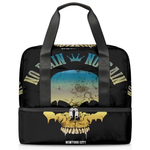 Evil Skull Sports Duffle Bag for Women Men Boys Kirls Skull Print Weekend Overnight Bags Wet Separated 21L Tote Bag for Travel Gym Yoga, farbe, 21L, Taschen-Organizer von WowPrint