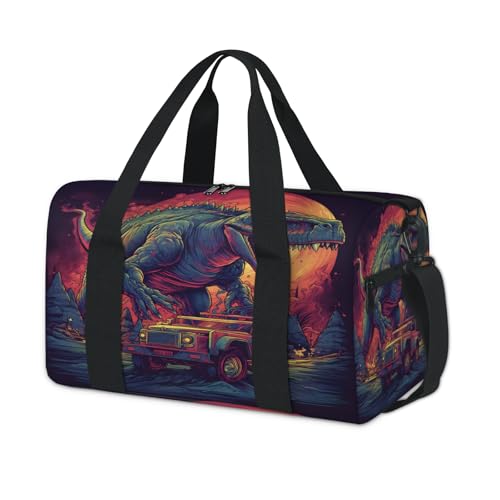 Explosive Reisetasche mit Galaxie-Dinosaurier-Motiv, für Kinder, Mädchen, Jungen, Damen, Herren, Übernachtung, Wochenender, Reisetasche, Tragetasche, Fitnessstudio, lässige Seesack von WowPrint