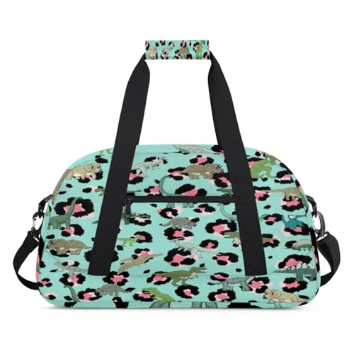 Farbe Leopard Tier Dinosaurier Kinder Duffel Taschen für Mädchen Jungen, Dinosaurier Übernachtung Weekender Reisetasche 24L Sport Gym Duffel Bag Praxis Tote Tragetasche, farbe, (24L) UK, von WowPrint