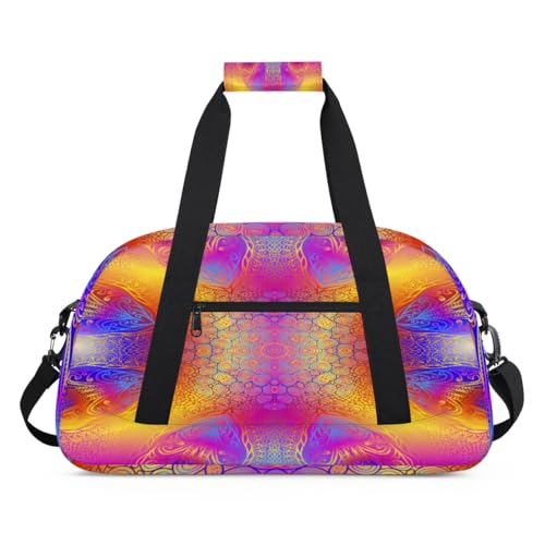 Farbe Mandala Muster Kinder Duffel Taschen für Mädchen Jungen, Mandala Übernachtung Weekender Reisetasche 24L Sport Gym Duffel Bag Praxis Tote Tragetasche, farbe, (24L) UK, Taschen-Organizer von WowPrint