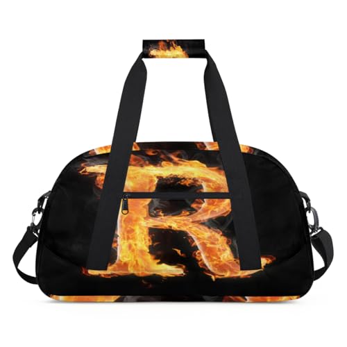 Fire R Letter Kinder Duffel Taschen für Mädchen Jungen, R Muster Übernachtung Weekender Reisetasche 24L Sport Gym Duffel Bag Praxis Tote Tragetasche, farbe, (24L) UK, Taschen-Organizer von WowPrint