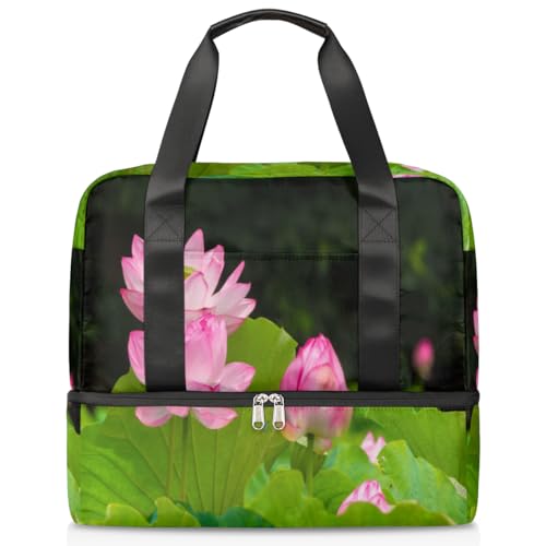Floral Lotus Flower Japan Sports Duffle Bag for Women Men Boys Kirls, 21L Weekend Overnight Bags Wet Separated Tote Bag for Travel Gym Yoga, farbe, 21L, Taschen-Organizer von WowPrint