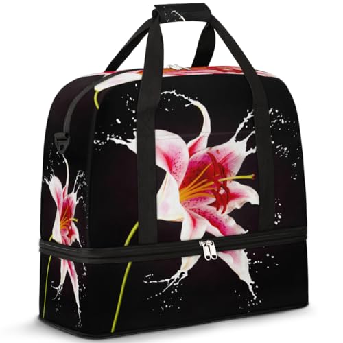 Flower Plant Travel Duffle Bag for Women Men Weekend Overnight Bags Foldable Wet Separated 47L Tote Bag for Sports Gym Yoga, farbe, 47L, Taschen-Organizer von WowPrint
