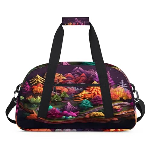 Forest Tree Landschaft Magie Kinder Duffel Taschen für Mädchen Jungen, Übernachtung Weekender Reisetasche 24L Sport Gym Duffel Bag Praxis Tote Tragetasche, farbe, (24L) UK, Taschen-Organizer von WowPrint