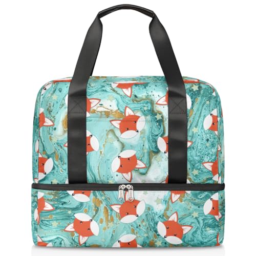 Fox Art Abstrakte Marmor Sport Duffle Bag für Damen Herren Jungen Kirls Marmor Wochenende Übernachtungstaschen nass getrennt 21L Tragetasche für Reisen Gym Yoga, farbe, 21L, Taschen-Organizer von WowPrint