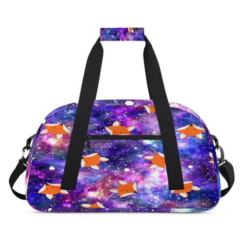 Fox Color Galaxy Kinder Duffel Bags für Mädchen Jungen, Galaxy Stars Overnight Weekender Reisetasche 24L Sport Gym Duffel Bag Praxis Tote Tragetasche, farbe, (24L) UK, Taschen-Organizer von WowPrint