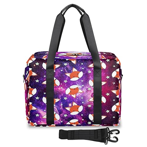 Foxs Galaxy Reisetasche für Damen und Herren, Tierfuchs, Wochenend-Übernachtungstaschen, 32 l, große Reisetasche für Sport, Fitnessstudio, Yoga, farbe, 32 L, Taschen-Organizer von WowPrint