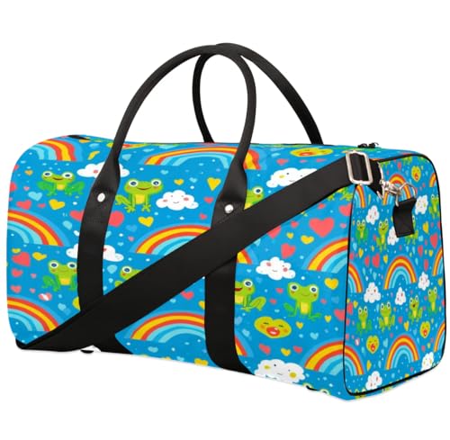 Frogs Heart Rainbow Travel Duffle Bag for Women Men Girls Boys Weekend Overnight Bags 22.7L Tote Cabin Luggage Bag for Sports Gym Yoga, farbe, 22.7L, Taschen-Organizer von WowPrint