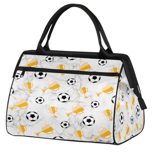 Fußball Trophäe Kunst Marmor Reisetasche für Damen Herren Kinder Mädchen Ball Marmor Wochenende Übernachtung Taschen 24 L Reisetasche Tragetasche für Sport Gym Yoga, farbe, (24L) UK, Taschen-Organizer von WowPrint