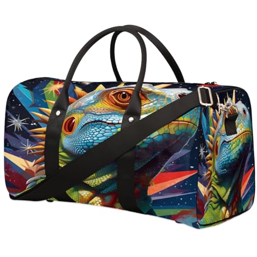 Galaxy Bunte Eidechsen Reisetasche für Damen, Herren, Mädchen, Jungen, Wochenendtasche, Übernachtungstasche, 22,7 l, Tragetasche, Kabinengepäcktasche für Sport, Fitnessstudio, Yoga, farbe, 22.7 L, von WowPrint