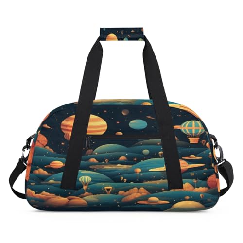 Galaxy Cartoon Planet Kinder Duffel Taschen für Mädchen Jungen, Übernachtung Weekender Reisetasche 24L Sport Gym Duffel Bag Praxis Tote Tragetasche, farbe, (24L) UK, Taschen-Organizer von WowPrint