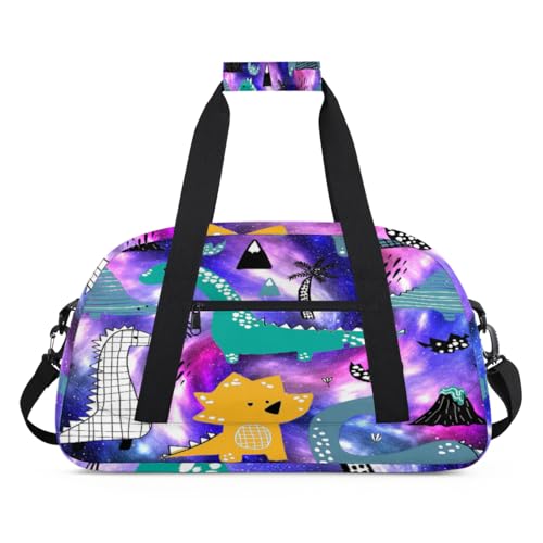 Galaxy Design Kinder-Reisetasche für Mädchen und Jungen, Galaxy Dinosa Star Overnight Weekender Reisetasche 24L Sport Gym Duffel Bag Praxis Tote Tragetasche, farbe, (24L) UK, Taschen-Organizer von WowPrint