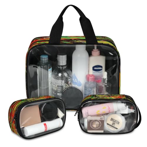 Galaxy Dinosa Reise-Make-up-Tasche für Damen und Herren, Dinosaurier, lustige, durchscheinende Kosmetiktaschen, 3 Stück, große Duschtasche, Kulturbeutel, Kosmetik, Toilettenartikel, Organizer, farbe, von WowPrint