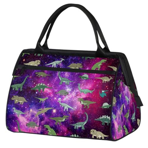 Galaxy Dinosaurier Reisetasche für Damen Herren Kinder Mädchen Niedliche Dinosaurier Wochenende Übernachtung Taschen 24 L Reisetasche Tragetasche für Sport Gym Yoga, farbe, (24L) UK, Taschen-Organizer von WowPrint