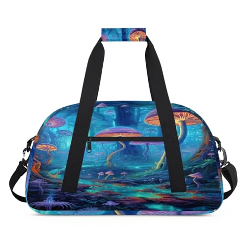 Galaxy Forest Pilz Kinder Duffel Taschen für Mädchen Jungen, Übernachtung Weekender Reisetasche 24L Sport Gym Duffel Bag Praxis Tote Tragetasche, farbe, (24L) UK, Taschen-Organizer von WowPrint