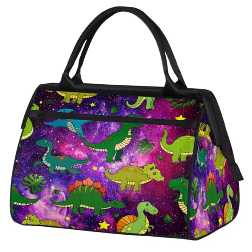 Galaxy Kawaii Dinosaurier Reisetasche für Damen Herren Kinder Mädchen Dinosaurier Design Wochenende Übernachtung Taschen 24 L Reisetasche Tragetasche für Sport Gym Yoga, farbe, (24L) UK, von WowPrint