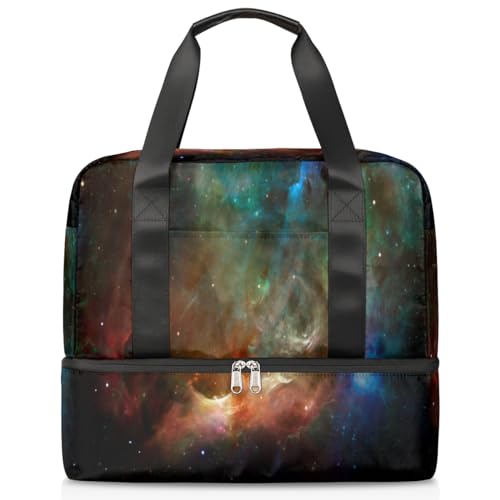 Galaxy Nebula Sport Duffle Bag für Damen Herren Jungen Kirls Galaxy Space Weekend Overnight Bags Wet Separated 21L Tote Bag for Travel Gym Yoga, farbe, 21L, Taschen-Organizer von WowPrint
