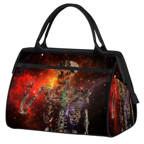 Galaxy Space Funny Skull Travel Duffle Bag for Women Men Kids Girls Skull Weekend Overnight Bags 24 L Holdall Tote Cabin Bag for Sports Gym Yoga, farbe, (24L) UK, Taschen-Organizer von WowPrint