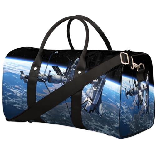 Galaxy Space Shuttle Space Station Travel Duffle Bag for Women Men Girls Boys Weekend Overnight Bags 22.7L Tote Cabin Luggage Bag for Sports Gym Yoga, farbe, 22.7 L, Taschen-Organizer von WowPrint