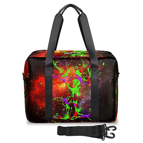 Galaxy Space Skull Tree Travel Duffle Bag for Women Men Space Night Weekend Overnight Bags 32L Large Holdall Tote Cabin Bag for Sports Gym Yoga, farbe, 32 L, Taschen-Organizer von WowPrint