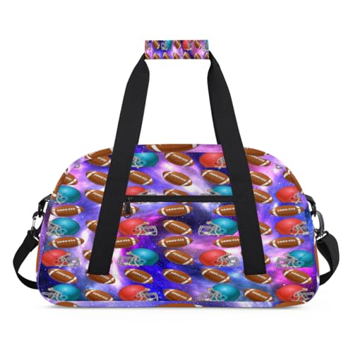 Galaxy USA Fußball Kinder Duffel Taschen für Mädchen Jungen, Galaxy Nebula Overnight Weekender Reisetasche 24L Sport Gym Duffel Bag Praxis Tote Tragetasche, farbe, (24L) UK, Taschen-Organizer von WowPrint