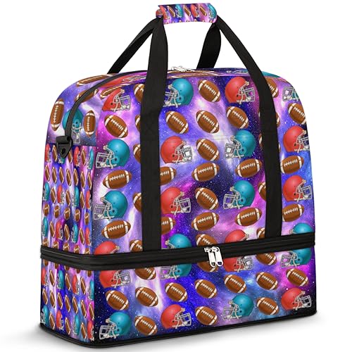 Galaxy USA Fußball Reise Duffle Bag für Damen Herren Galaxy Nebel Wochenende Übernachtung Taschen Faltbare Nass Getrennt 47L Tragetasche für Sport Gym Yoga, farbe, 47 L, Taschen-Organizer von WowPrint