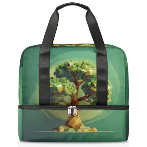 Geometric Tree Sports Duffle Bag for Women Men Boys Kirls, 21L Weekend Overnight Bags Wet Separated Tote Bag for Travel Gym Yoga, farbe, 21L, Taschen-Organizer von WowPrint