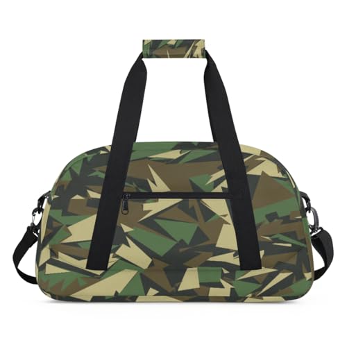 Geometrische Camo Kinder Duffel Taschen für Mädchen Jungen, Camo Muster Übernachtung Weekender Reisetasche 24L Sport Gym Duffel Bag Praxis Tote Tragetasche, farbe, (24L) UK, Taschen-Organizer von WowPrint