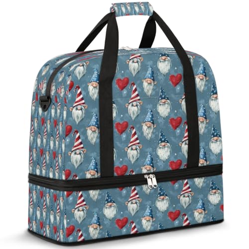 Gnomes Heart American Theme Travel Duffle Bag for Women Men Weekend Overnight Bags Foldable Wet Separated 47L Tote Bag for Sports Gym Yoga, farbe, 47 L, Taschen-Organizer von WowPrint