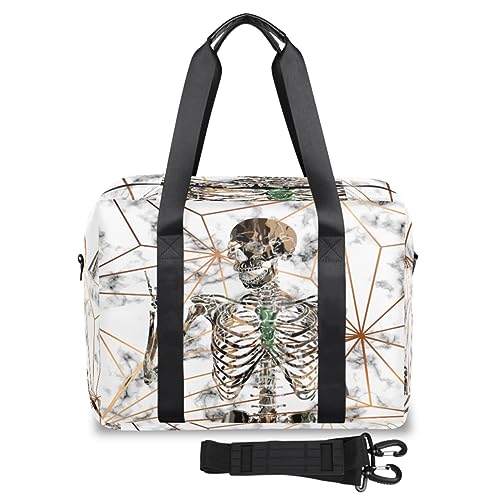 Goth Skull Marble Travel Duffle Bag for Women Men Marble Print Weekend Overnight Bags 32L Large Holdall Tote Cabin Bag for Sports Gym Yoga, farbe, 32 L, Taschen-Organizer von WowPrint
