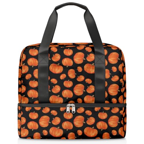 Halloween Kürbis Sport Duffle Bag für Damen Herren Jungen Kirls Herbst Kürbis Wochenende Übernachtung Taschen nass getrennt 21L Tragetasche für Reisen Gym Yoga, farbe, 21L, Taschen-Organizer von WowPrint