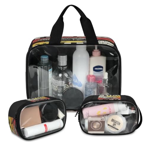 Hand-Dinosaurier-Reise-Make-up-Tasche für Damen und Herren, Dinosaurier-Muster, durchscheinende Kosmetiktaschen, 3 Stück, große Duschtasche, Kulturbeutel, Kosmetik, Toilettenartikel, Organizer, farbe, von WowPrint