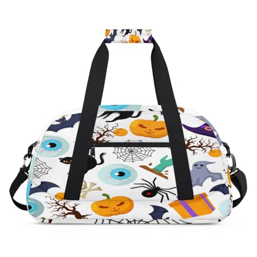 Happy Halloween Thema Kinder Duffel Taschen für Mädchen Jungen, Übernachtung Weekender Reisetasche 24L Sport Gym Duffel Bag Praxis Tote Tragetasche, farbe, (24L) UK, Taschen-Organizer von WowPrint