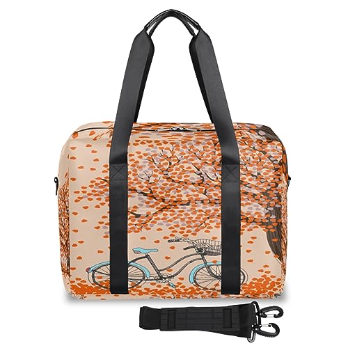 Herbst Fahrrad Baum Reise Duffle Bag für Damen Herren Herbst Design Wochenende Übernachtung Taschen 32L Große Reisetasche Tragetasche Kabinentasche für Sport Gym Yoga, farbe, 32 L, Taschen-Organizer von WowPrint