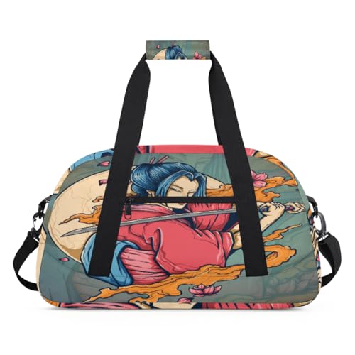 Japan Hero Samurai Kinder Duffel Taschen für Mädchen Jungen, Übernachtung Weekender Reisetasche 24L Sport Gym Duffel Bag Praxis Tote Tragetasche, farbe, (24L) UK, Taschen-Organizer von WowPrint