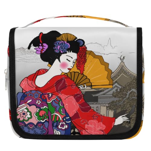 Japanische Geisha Reise-Kulturbeutel für Damen, Herren, Kinder, Mädchen, Jungen, japanische Landschaft, Make-up-Kosmetiktasche, hängende Kulturbeutel, Toilettenartikel, Organizer, Duschtasche, farbe, von WowPrint