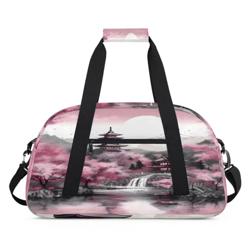 Japanische Japan Landschaft Kinder Duffel Taschen für Mädchen Jungen, Übernachtung Weekender Reisetasche 24L Sport Gym Duffel Bag Praxis Tote Tragetasche, farbe, (24L) UK, Taschen-Organizer von WowPrint