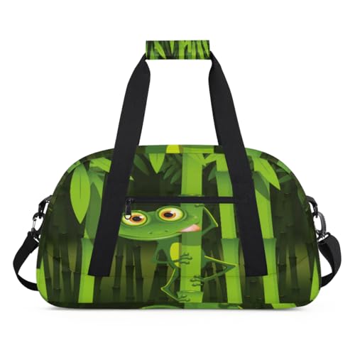 Jungle Bambus Frosch Kinder Duffel Taschen für Mädchen Jungen, Übernachtung Weekender Reisetasche 24L Sport Gym Duffel Bag Praxis Tote Tragetasche, farbe, (24L) UK, Taschen-Organizer von WowPrint