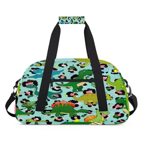 Kawaii Dinosaurier Farbe Leopard Kinder Duffel Taschen für Mädchen Jungen, Leopard Übernachtung Weekender Reisetasche 24L Sport Gym Duffel Bag Praxis Tote Tragetasche, farbe, (24L) UK, von WowPrint