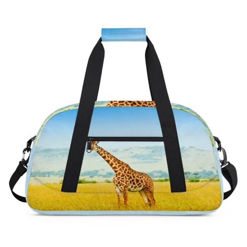 Kenia Giraffe Tiere Kinder Duffel Taschen für Mädchen Jungen, Übernachtung Weekender Reisetasche 24L Sport Gym Duffel Bag Praxis Tote Tragetasche, farbe, (24L) UK, Taschen-Organizer von WowPrint