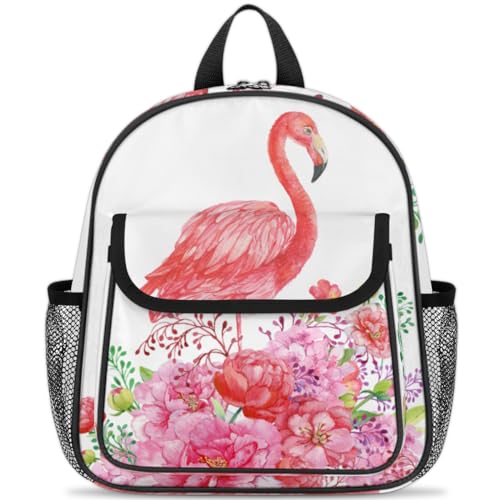 Kinder-Rucksack mit Flamingo-Blumendruck, für Kinder, Jungen, Mädchen, Flamingo-Blumenrucksack, Schule, Kindergarten, Büchertasche, Reisen, lässiger Tagesrucksack, farbig, Einheitsgröße von WowPrint