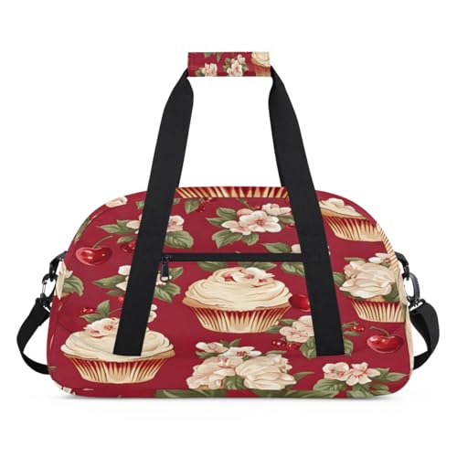 Kirschen Blume Cupcake Kinder Duffel Taschen für Mädchen Jungen, Übernachtung Weekender Reisetasche 24L Sport Gym Duffel Bag Praxis Tote Tragetasche, farbe, (24L) UK, Taschen-Organizer von WowPrint