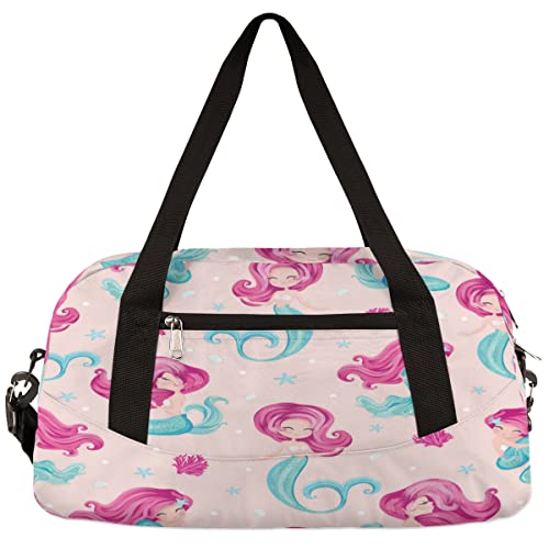 Kleine Turntasche f¨¹r Damen und Herren, Meerjungfrau, niedlich, Sporttasche, Gep?ck, Wochenende, Reisetasche f¨¹r Kinder, Jungen, M?dchen, leicht, ¨¹bernachtung von WowPrint