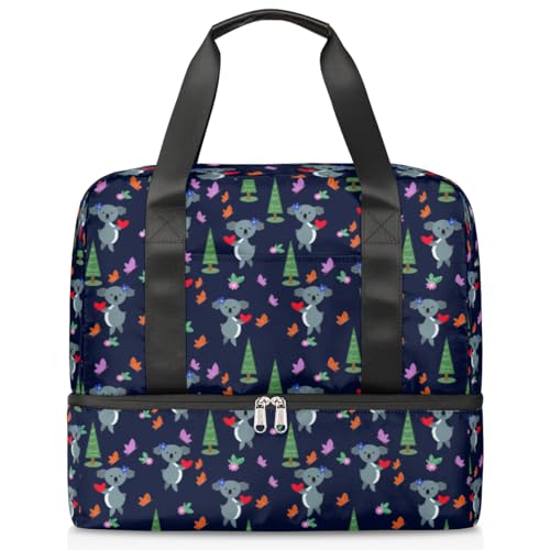 Koala Butterfly Sport Duffle Bag für Damen Herren Jungen Kirls Cute Koala Weekend Overnight Bags Wet Separated 21L Tote Bag for Travel Gym Yoga, farbe, 21L, Taschen-Organizer von WowPrint