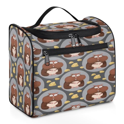 Kosmetiktasche mit Cartoon-Hamster-Käse-Motiv, für Damen, Herren, Kinder, Mädchen, Jungen, niedlicher Hamster, 11,2 l, Kosmetiktasche, Kulturbeutel, Kulturbeutel, Kulturbeutel, Organizer, Duschtasche, von WowPrint