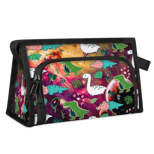 Kosmetiktasche mit Dinosaurier-Galaxie-Motiv, Reise-Make-up-Tasche für Damen, Herren, Kinder, Mädchen, Jungen, Galaxie-Druck, Mehrzweck-Waschbeutel, Kulturbeutel, Kosmetik, Toilettenartikel, von WowPrint